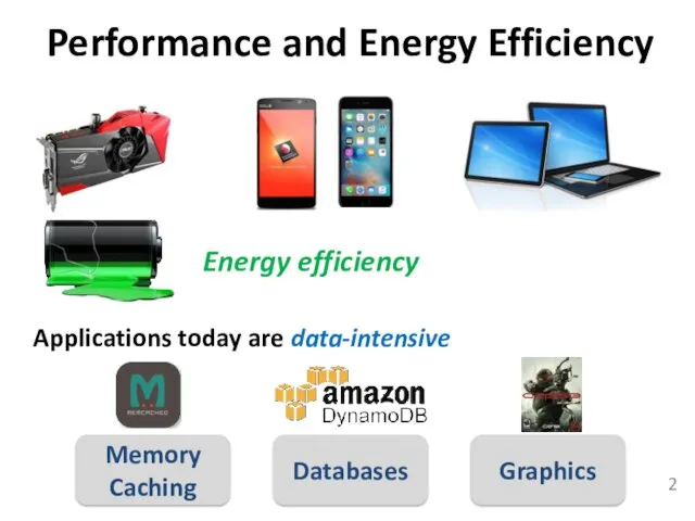 Performance and Energy Efficiency Applications today are data-intensive