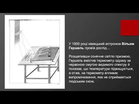 У 1800 році німецький астроном Вільям Гершель провів дослід… Розщепивши