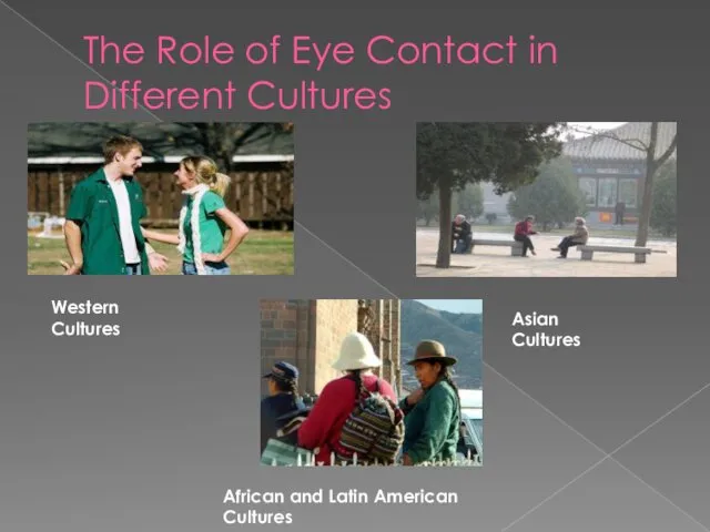 The Role of Eye Contact in Different Cultures Western Cultures Asian Cultures African