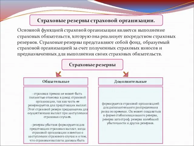 Основной функцией страховой организации является выполнение страховых обязательств, которую она