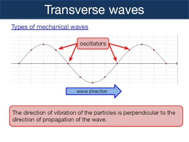 Transverse waves The direction of vibration of the particles is