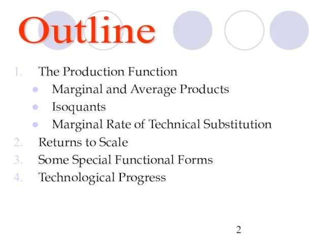 Outline The Production Function Marginal and Average Products Isoquants Marginal