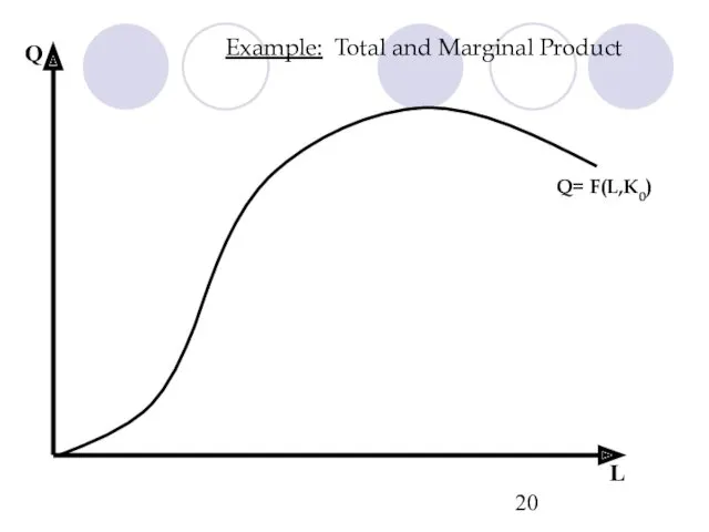 Q L Q= F(L,K0) Example: Total and Marginal Product