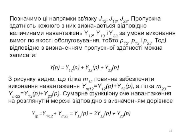 Позначимо ці напрямки зв'язку J12, J13, J23. Пропускна здатність кожного