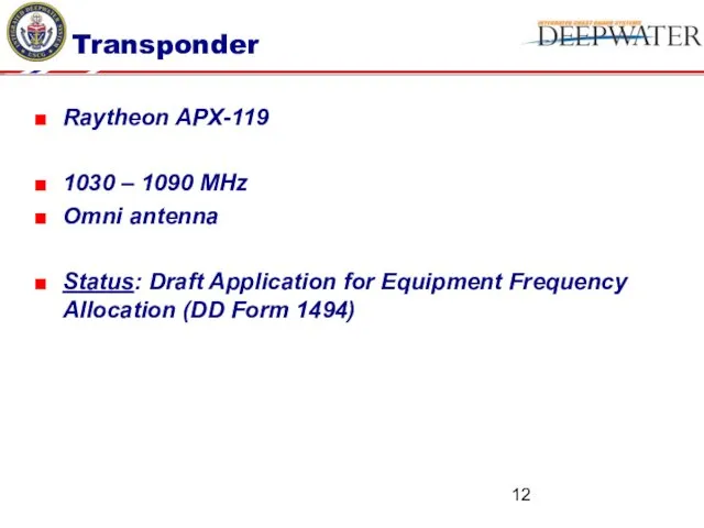 Transponder Raytheon APX-119 1030 – 1090 MHz Omni antenna Status: