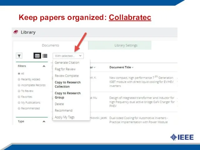 Keep papers organized: Collabratec