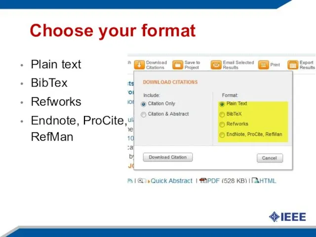 Choose your format Plain text BibTex Refworks Endnote, ProCite, RefMan