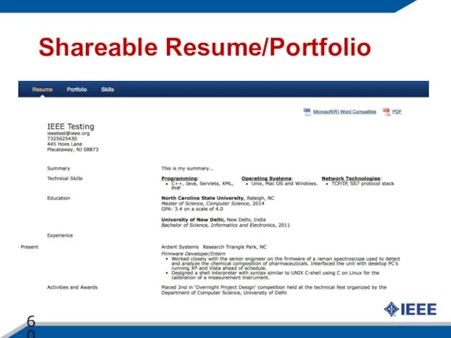 Shareable Resume/Portfolio *