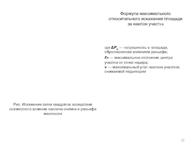 Рис. Искажение сетки квадратов вследствие совместного влияния наклона снимка и