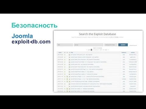 Безопасность Joomla exploit-db.com