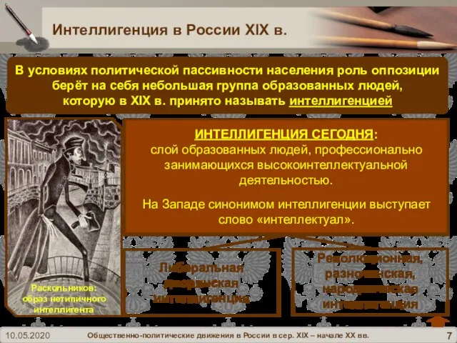 Интеллигенция в России XIX в. В условиях политической пассивности населения