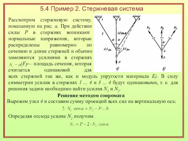 5.4 Пример 2. Стержневая система Рассмотрим стержневую систему, показанную на