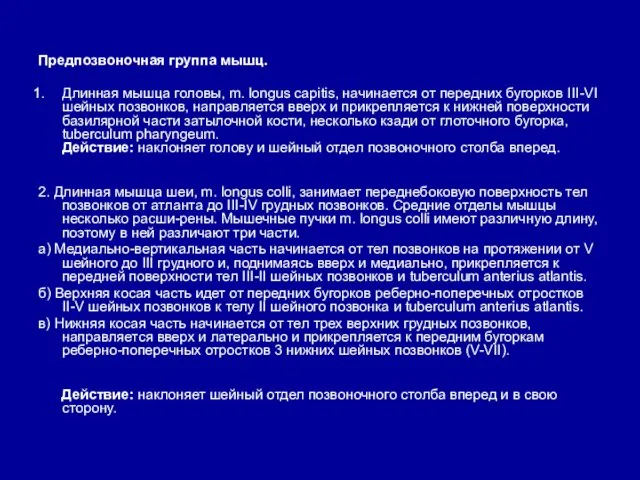 Предпозвоночная группа мышц. Длинная мышца головы, m. longus capitis, начинается