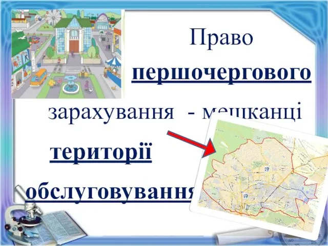 Право першочергового зарахування - мешканці території обслуговування