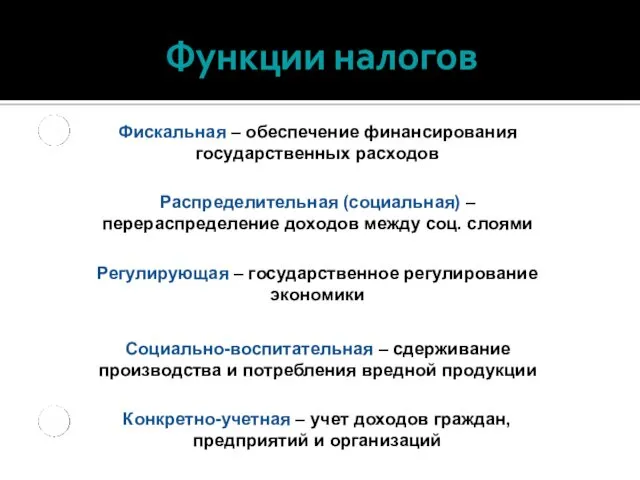 Функции налогов