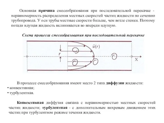 Основная причина смесеобразования при последовательной перекачке - неравномерность распределения местных