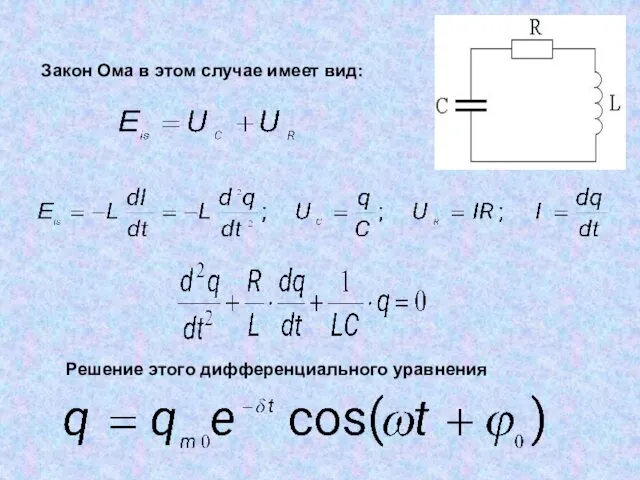 Закон Ома в этом случае имеет вид: Решение этого дифференциального уравнения