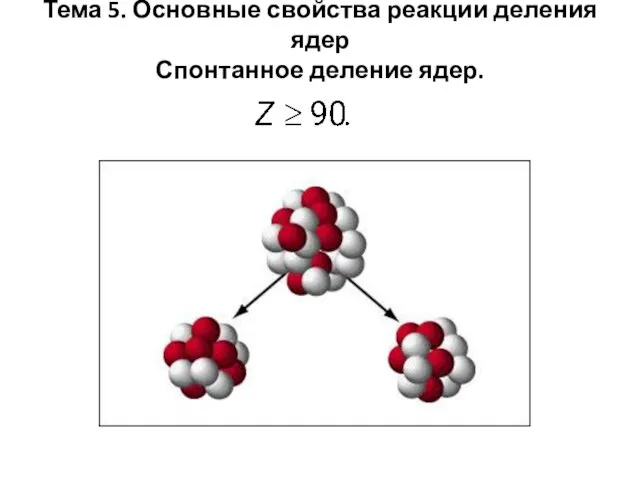 Тема 5. Основные свойства реакции деления ядер Спонтанное деление ядер.