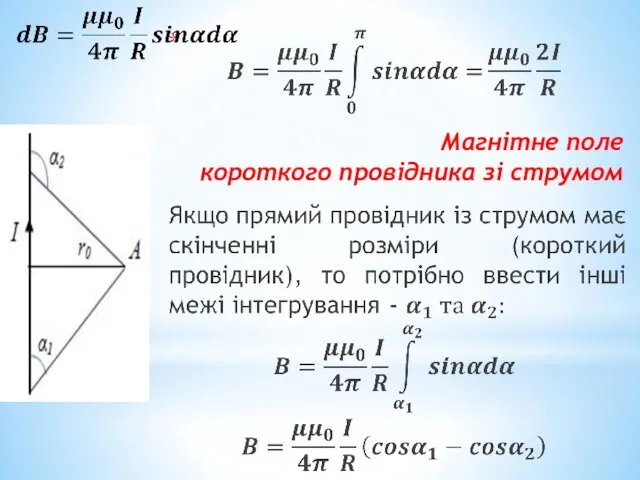 Магнітне поле короткого провідника зі струмом