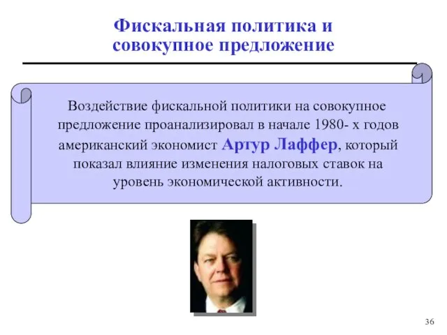 Фискальная политика и совокупное предложение Воздействие фискальной политики на совокупное