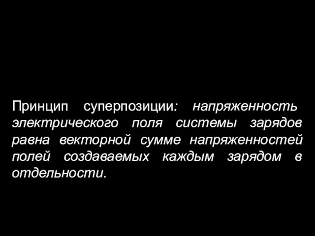 Принцип суперпозиции: напряженность электрического поля системы зарядов равна векторной сумме