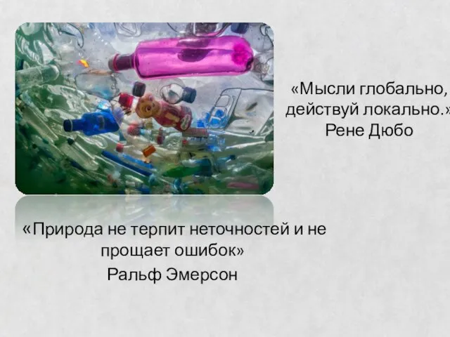 «Мысли глобально, действуй локально.» Рене Дюбо «Природа не терпит неточностей и не прощает ошибок» Ральф Эмерсон