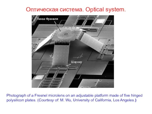 Оптическая система. Optical system. Photograph of a Fresnel microlens on