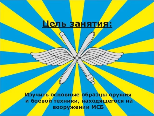 Цель занятия: Изучить основные образцы оружия и боевой техники, находящегося на вооружении МСБ