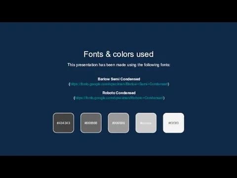 Fonts & colors used This presentation has been made using