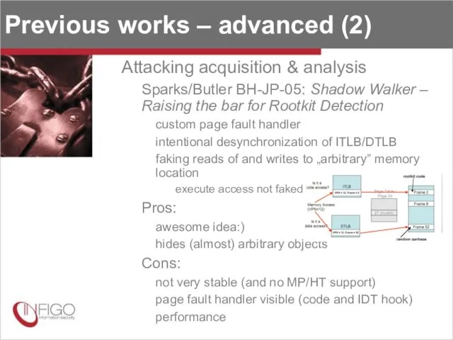 Previous works – advanced (2) Attacking acquisition & analysis Sparks/Butler