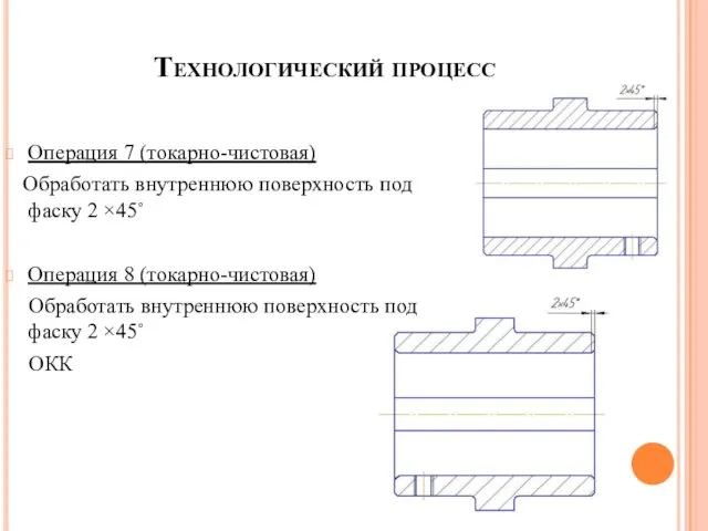 Технологический процесс Операция 7 (токарно-чистовая) Обработать внутреннюю поверхность под фаску