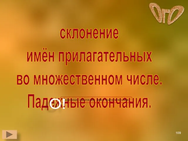 склонение имён прилагательных во множественном числе. Падежные окончания.