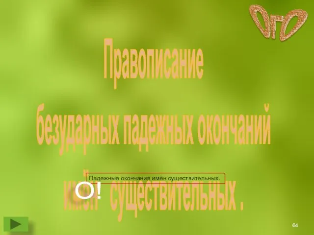 Правописание безударных падежных окончаний имён существительных .