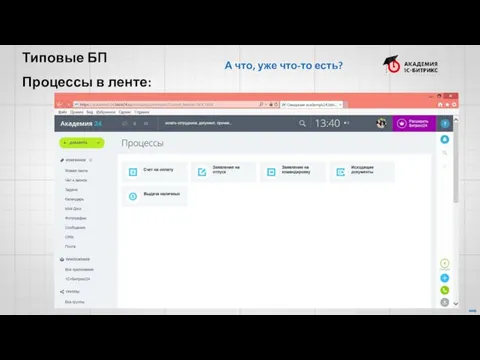 Типовые БП А что, уже что-то есть? Процессы в ленте: