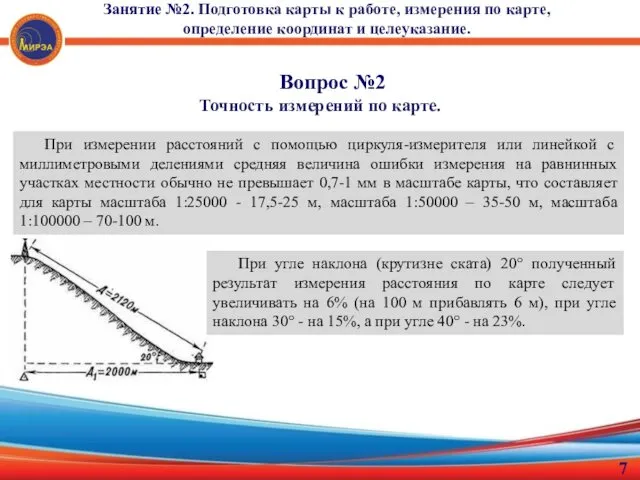 Вопрос №2 Точность измерений по карте. При измерении расстояний с