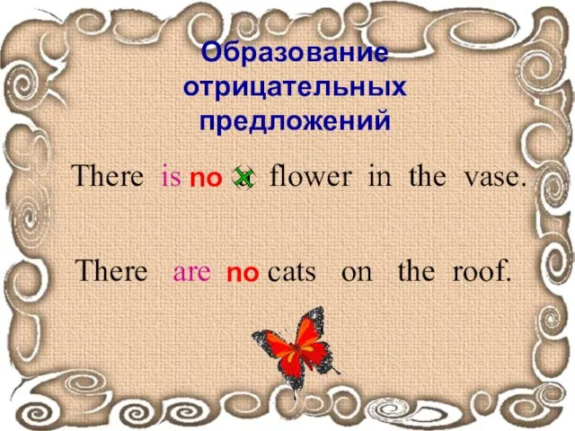 Образование отрицательных предложений There is a flower in the vase.