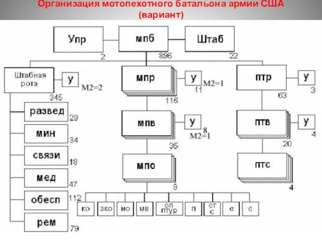 Организация мотопехотного батальона армии США (вариант)