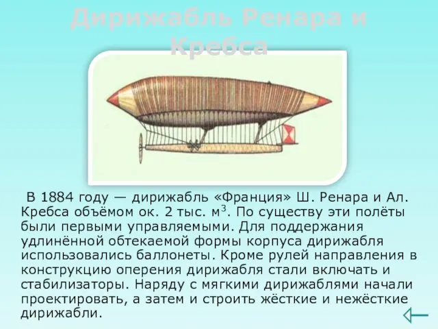 Дирижабль Ренара и Кребса В 1884 году — дирижабль «Франция»