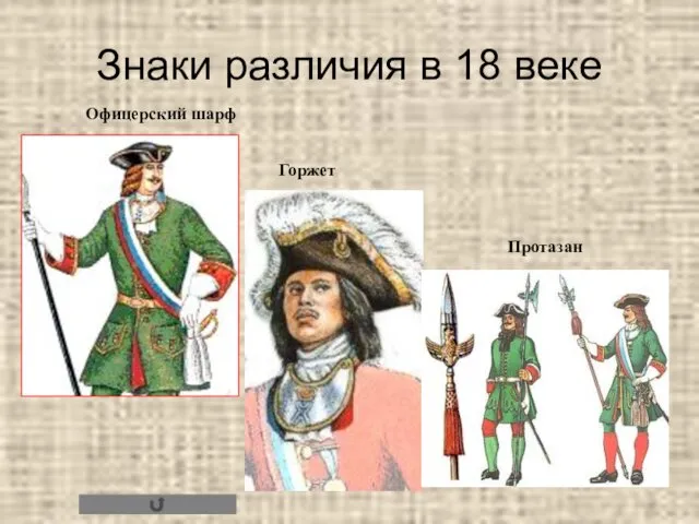 Знаки различия в 18 веке Офицерский шарф Горжет Протазан
