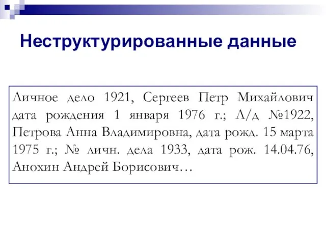 Неструктурированные данные Личное дело 1921, Сергеев Петр Михайлович дата рождения