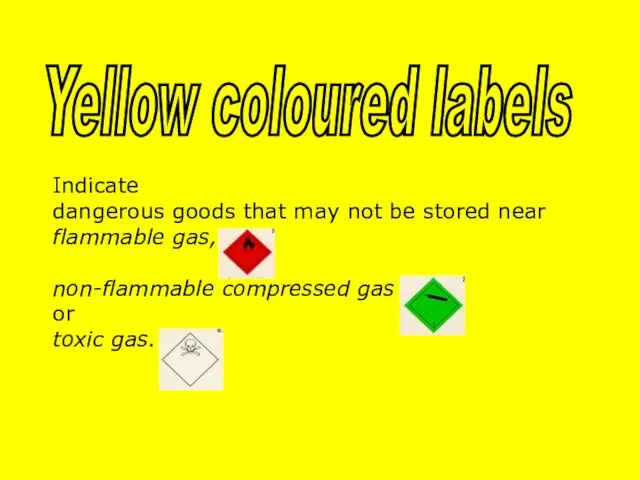 Indicate dangerous goods that may not be stored near flammable gas, non-flammable compressed