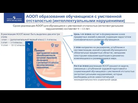 В реализации АООП может быть выделено два или три этапа: