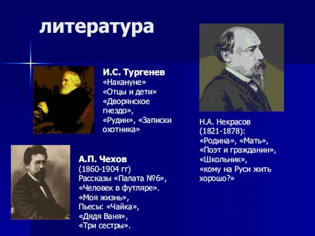 литература И.С. Тургенев «Накануне» «Отцы и дети» «Дворянское гнездо», «Рудин»,