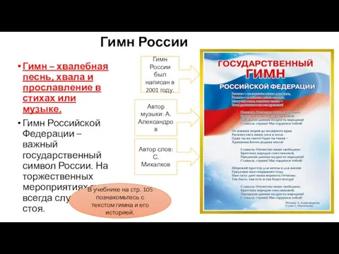 Гимн России Гимн – хвалебная песнь, хвала и прославление в