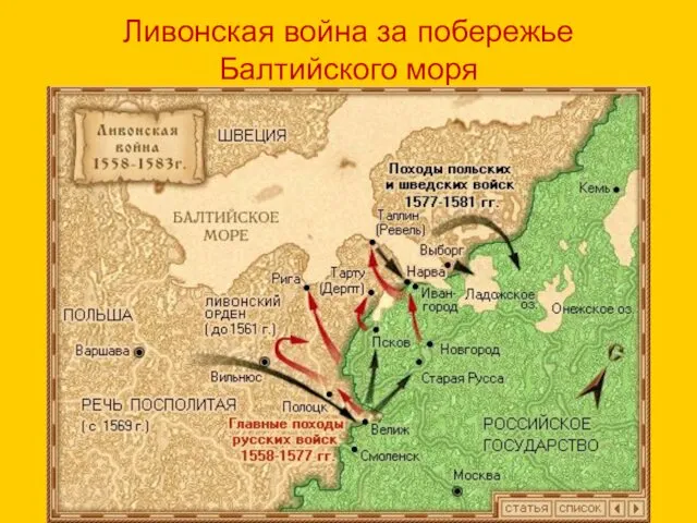 Ливонская война за побережье Балтийского моря