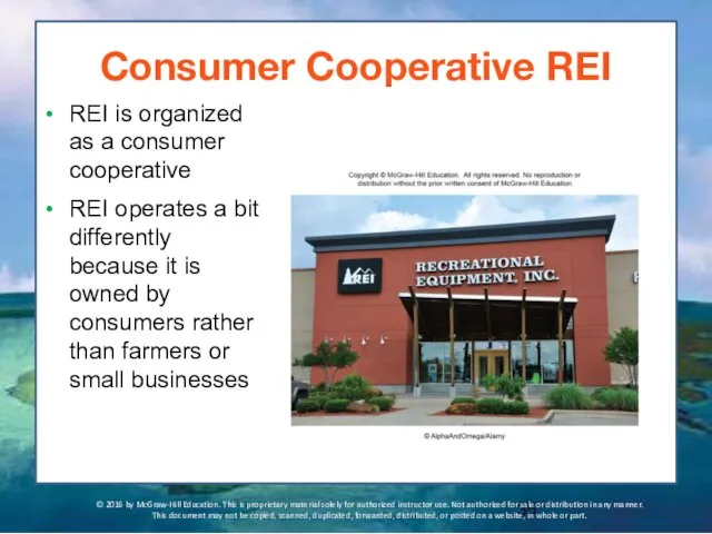 Consumer Cooperative REI REI is organized as a consumer cooperative REI operates a