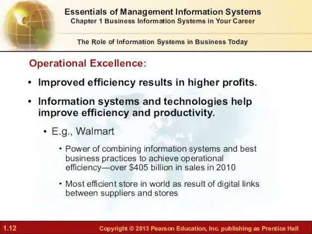 Operational Excellence: Improved efficiency results in higher profits. Information systems