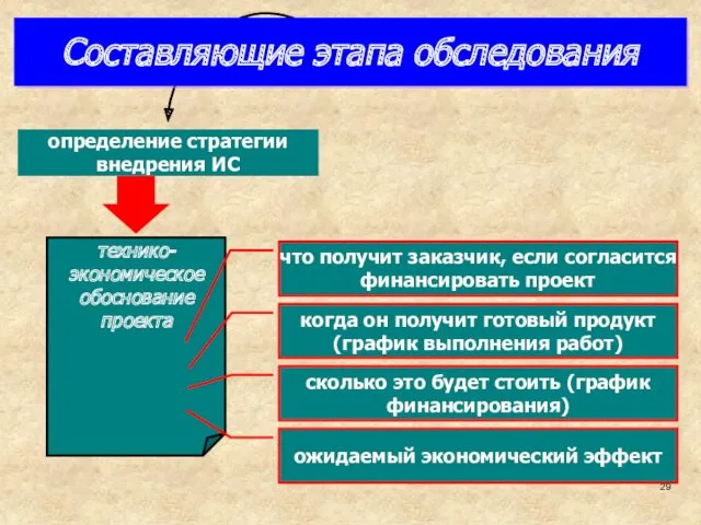 Составляющие этапа обследования что получит заказчик, если согласится финансировать проект