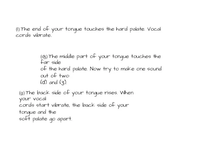 (l) The end of your tongue touches the hard palate.