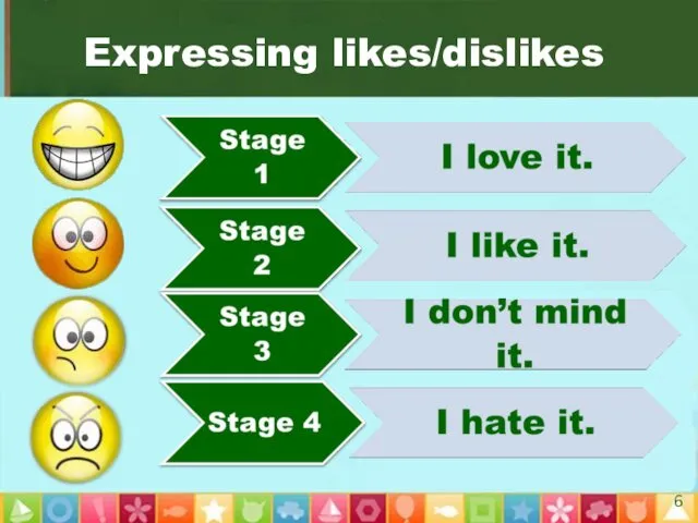 Expressing likes/dislikes